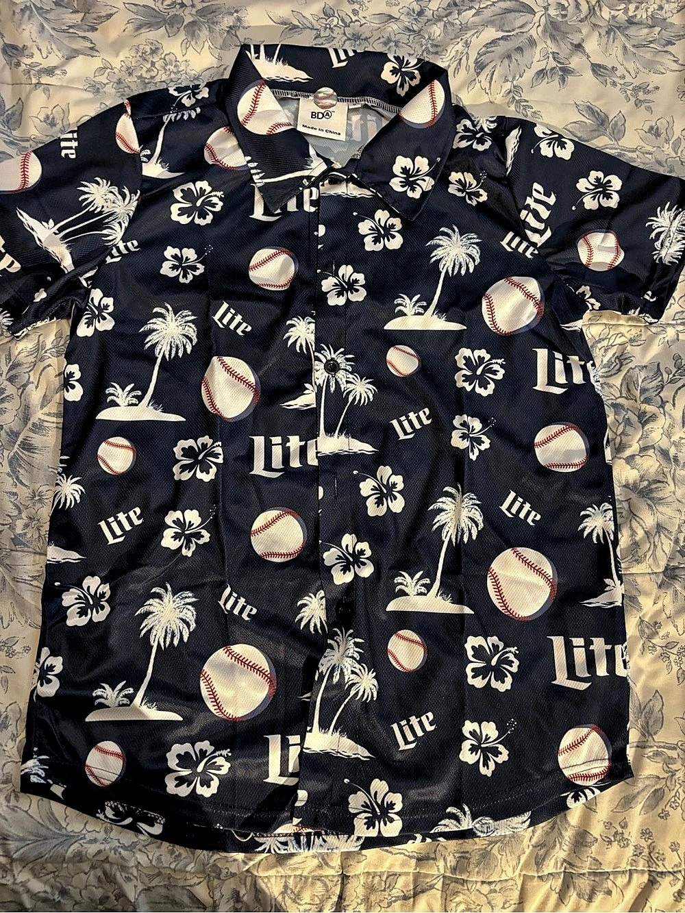 BDG Men's Baseball & Palm Print Button-Up Shirt NWT